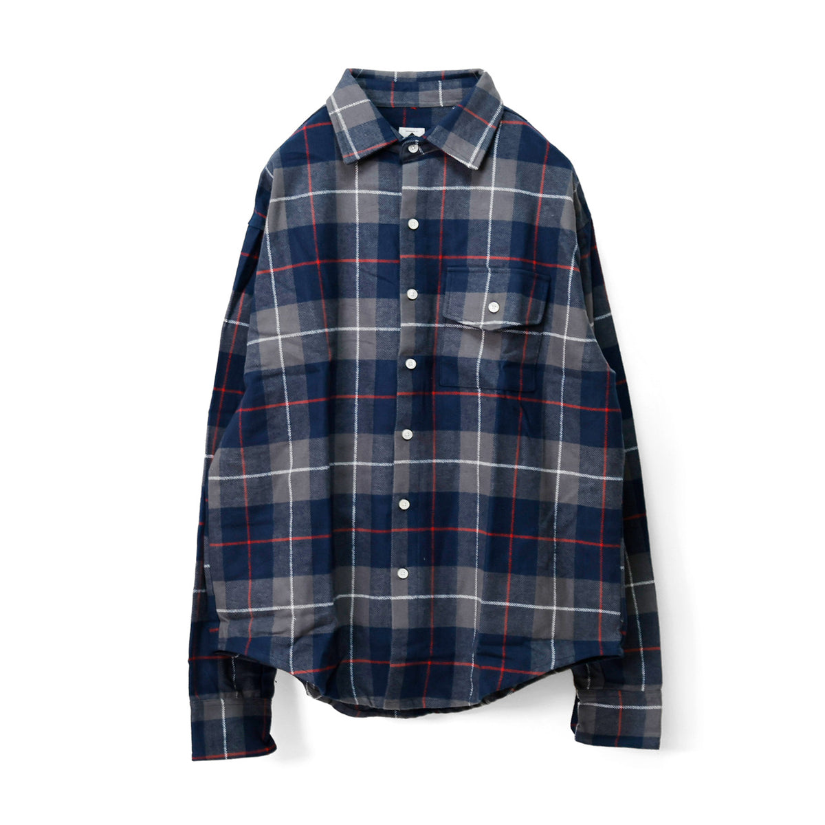EXPANSION NY<br>TARTAN CHECK LONG SLEEVE SHIRTS（Navy/Blue）