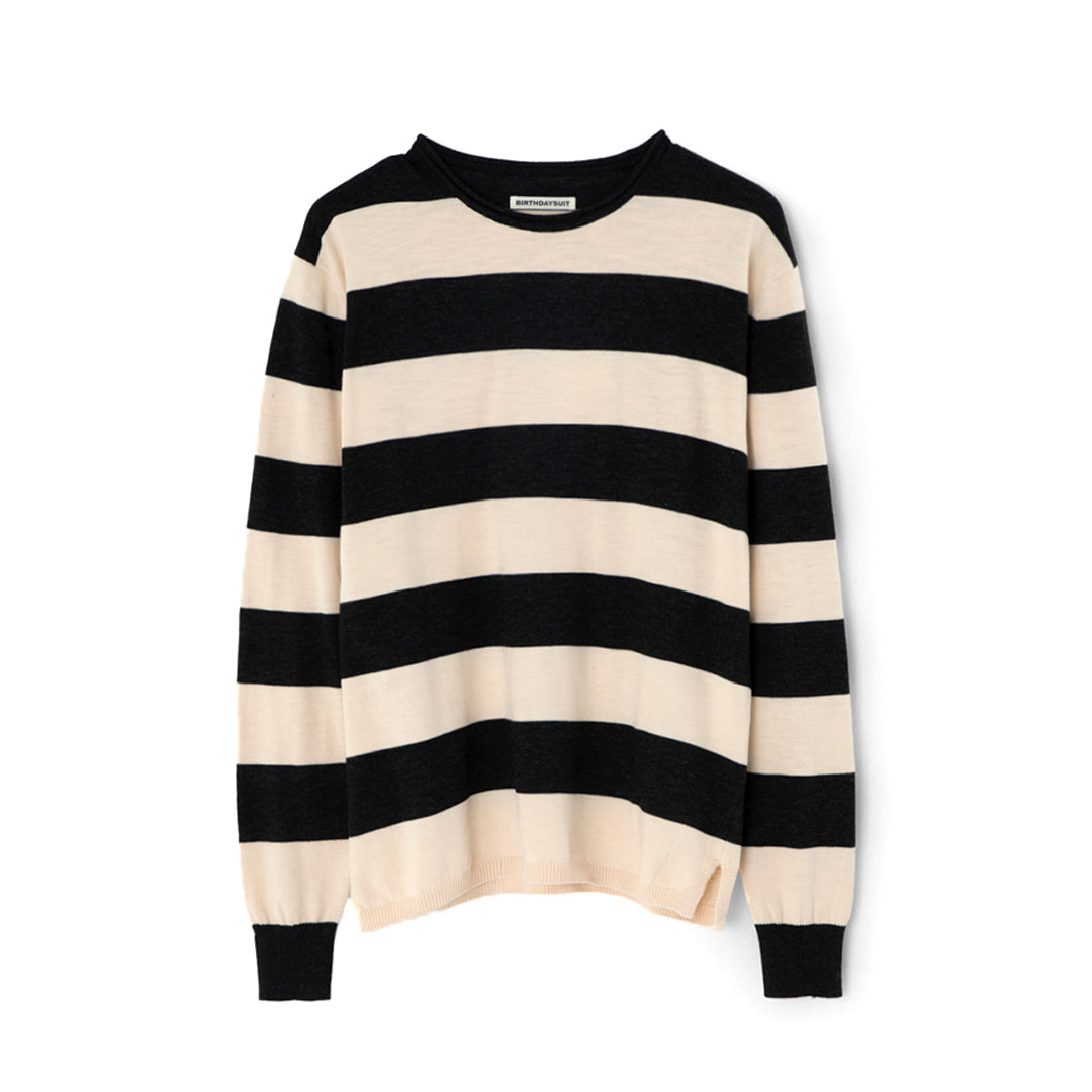 BIRTHDAYSUIT<br>STRIPE ROLLNECK KNIT （Black）