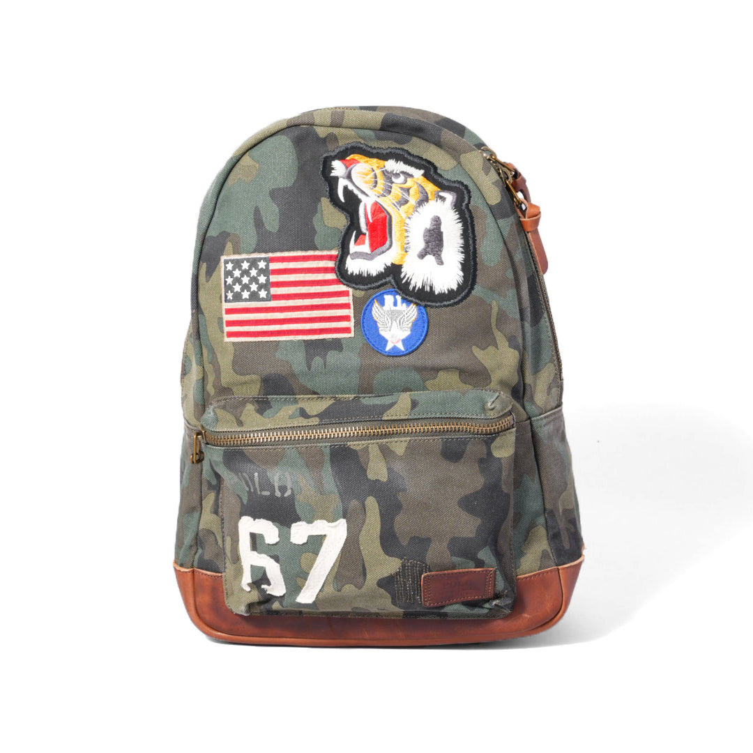 RALPH LAUREN<br>Tiger Patch Camo Canvas Backpack（Camo）