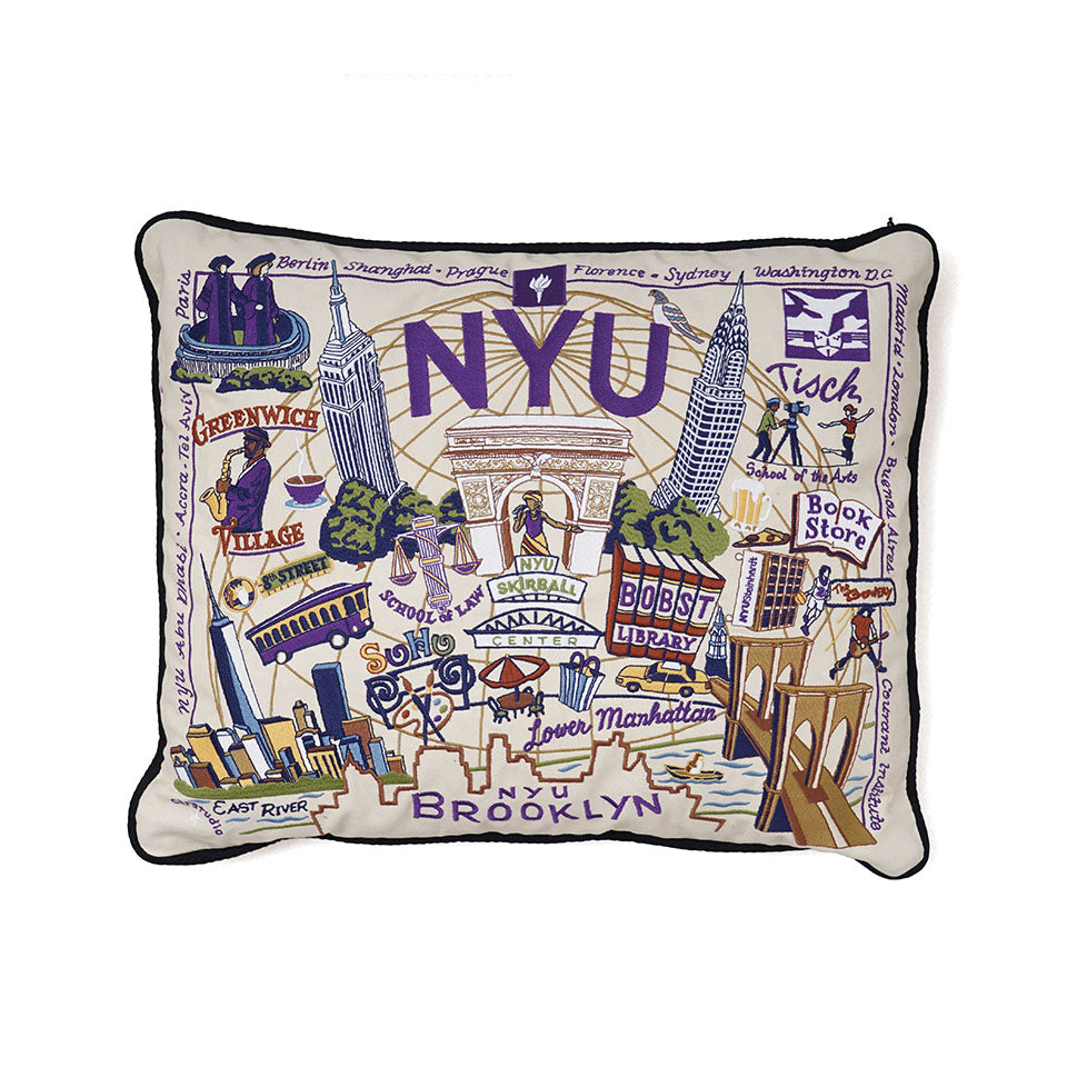NYU<br>NYU Collegiate Embroidered Pillow（Sand Beige）