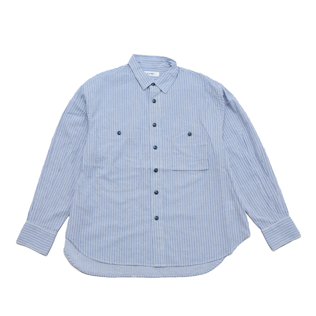 H.UNIT<br>H-SH061 Dobby stripe big pocket work shirt（Blue）