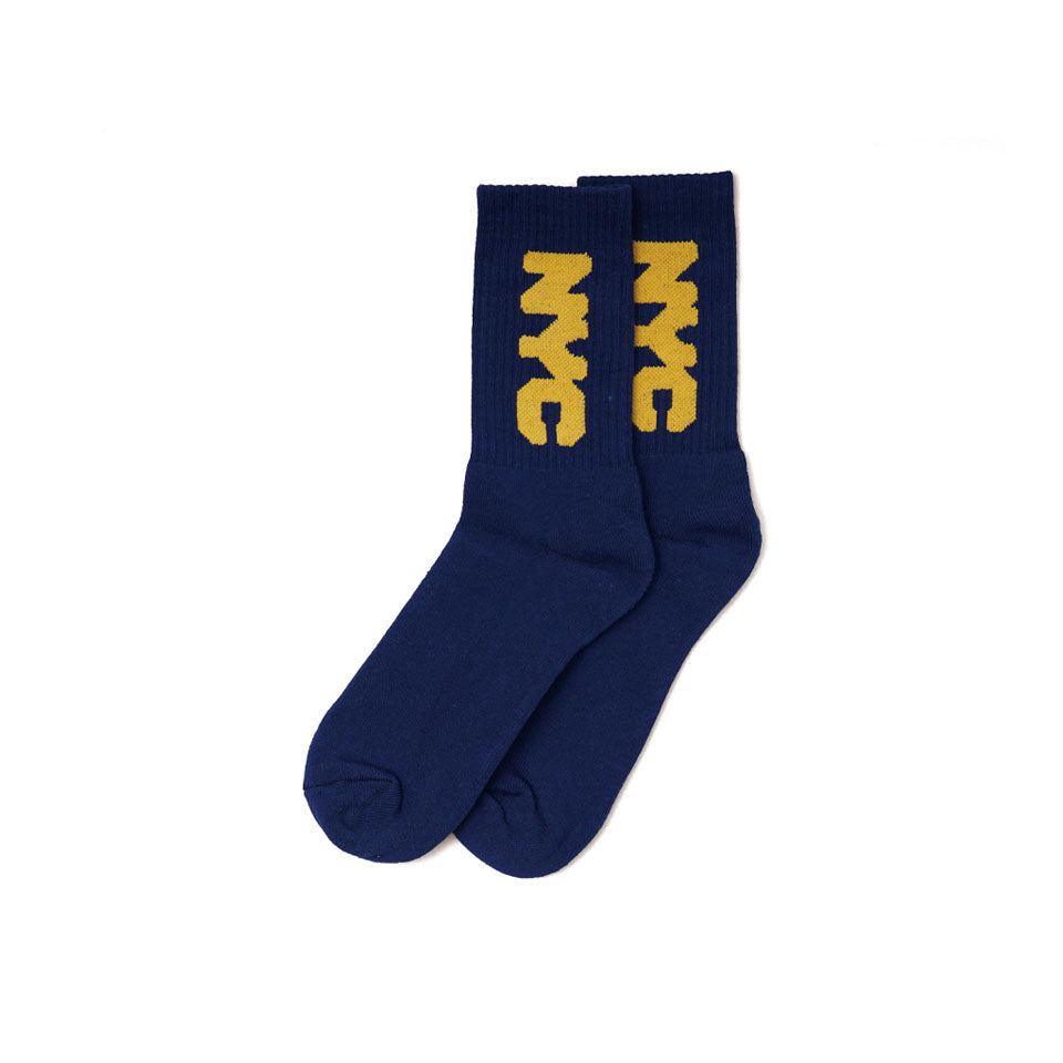 Only NY<br>NYC CHUNKY LOGO SOCK（Navy/Yellow）