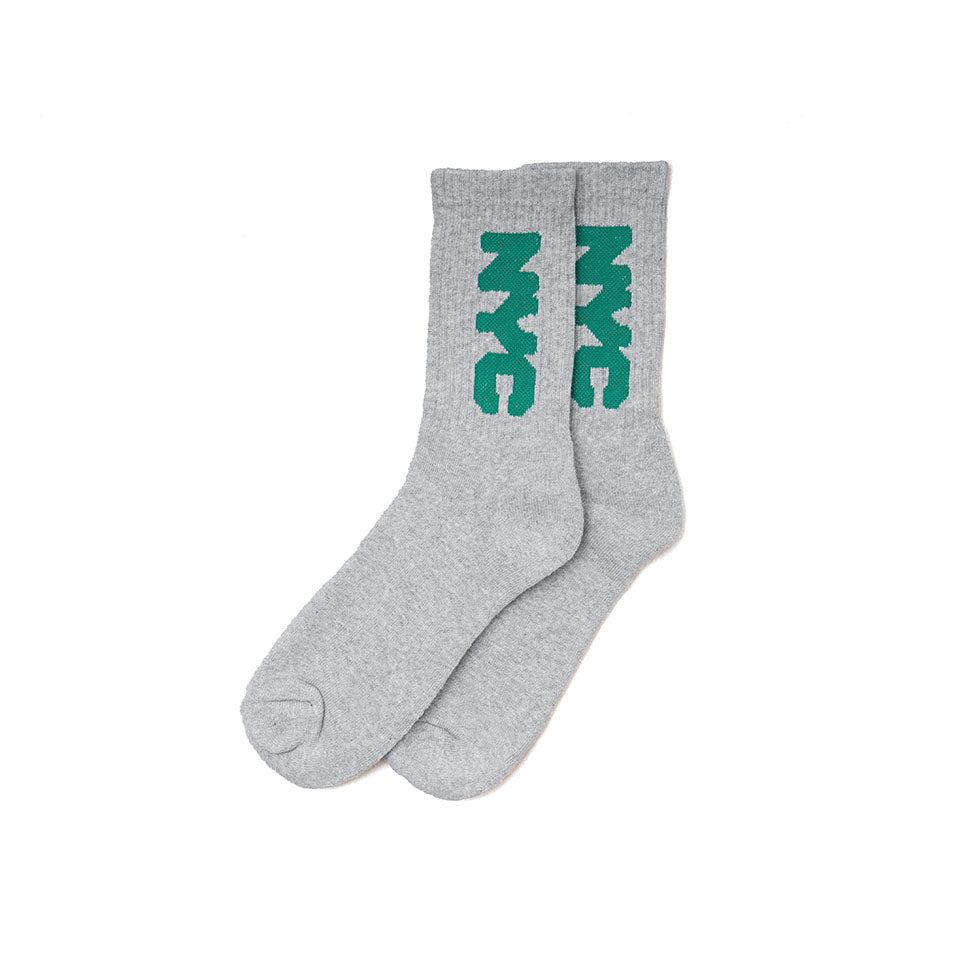 Only NY<br>NYC CHUNKY LOGO SOCK（Heather Gray/Green）