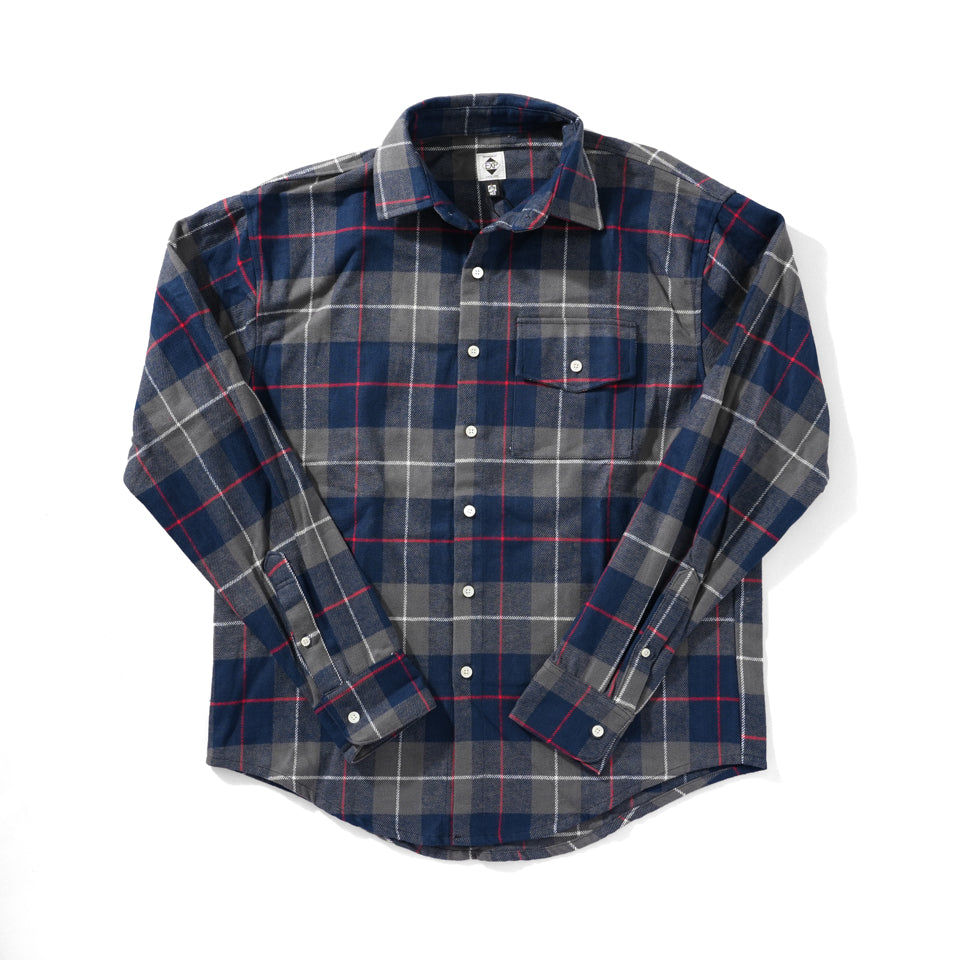 EXPANSION NY<br>TARTAN CHECK LONG SLEEVE SHIRTS（Navy/Blue）